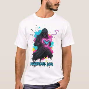 T-shirt Amour Dangereux Néo-Cœur Urbain Graphique Graffiti