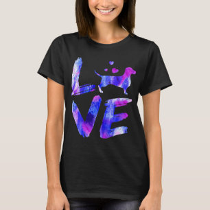 T-shirt Amour Daschund Doxie Weiner Aquarelle Blue Chien M