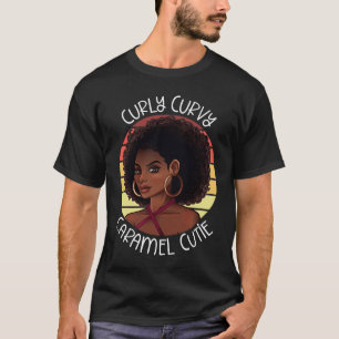 T-shirt Amour de Beauté Noire Bouclée Enroulée Curvy Caram