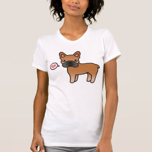 T-shirt Amour de bouledogue français de dessin animé rouge