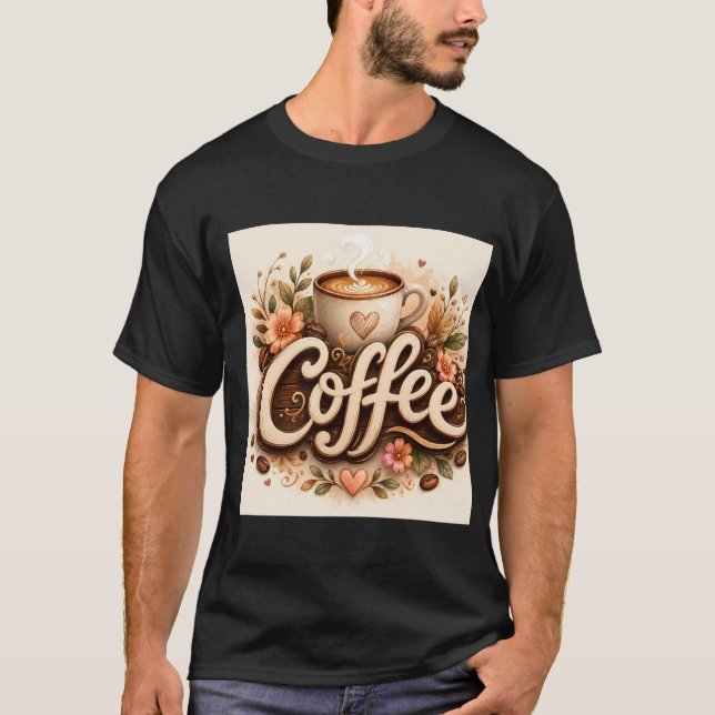 T-shirt Amour de café floral (Devant)