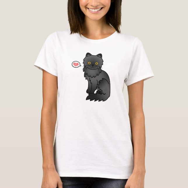 T-shirt Amour de chat persan noir (Devant)