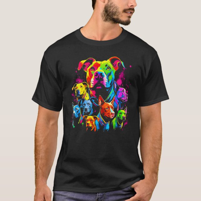 T-shirt Amour de chien Pitbull Famille (Devant)