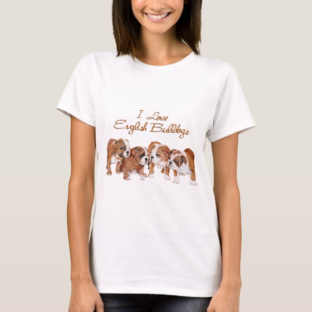 T-shirt Amour de chiot bouledogue anglais (Devant)