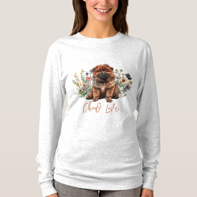 T-shirt Amour de chiot Chow à manches longues  (Devant)