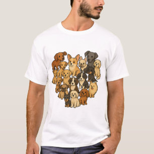 T-shirt Amour de chiot - Cœur fait de chiens