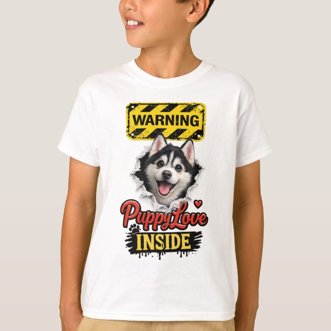 T-shirt Amour de chiot de la Saint-Valentin (Devant)