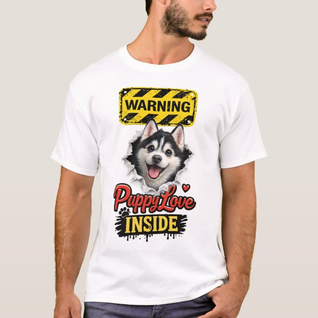 T-shirt Amour de chiot de la Saint-Valentin (Devant)