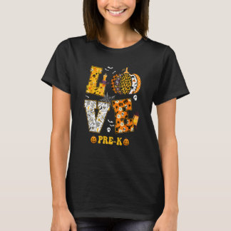 T-shirt Amour de citrouille effrayant Halloween pré K ense