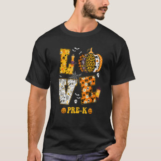 T-shirt Amour de citrouille effrayant Halloween pré K ense