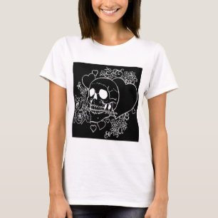 T-shirt Amour de crâne - crânes, roses et coeurs par Al