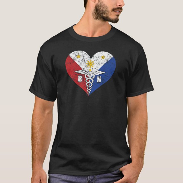 T-shirt Amour de drapeau d'infirmière de RN exprimé par (Devant)