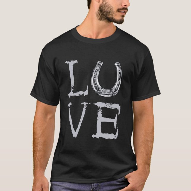T-shirt Amour de fer à cheval Taille équine sabot Maréchal (Devant)