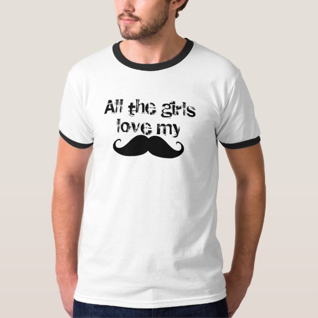 T-shirt Amour de filles de moustache (Devant)
