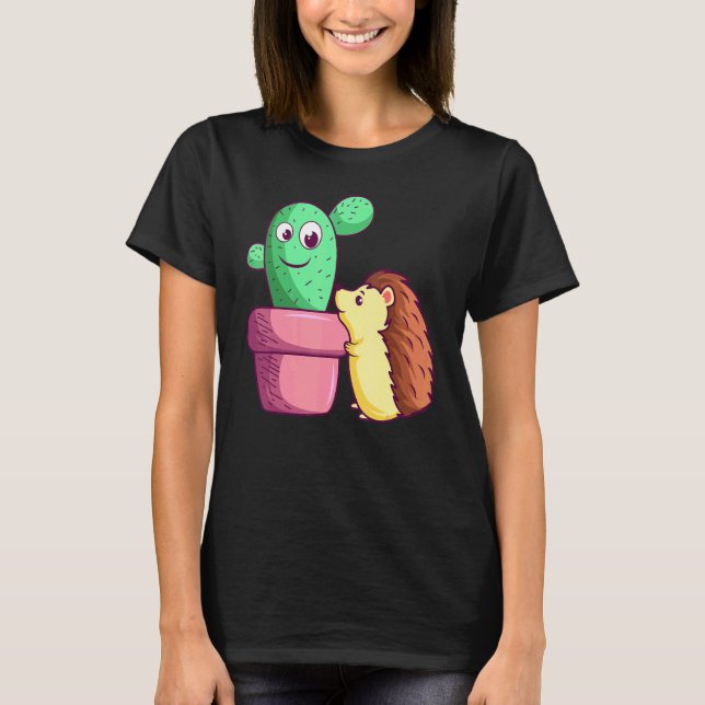 T-shirt Amour de jardinier de hérisson de cactus Cactées J (Devant)