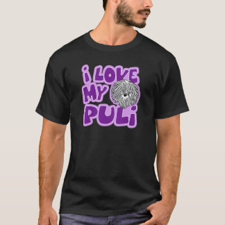 T-shirt Amour de la bande dessinée I mon Puli blanc
