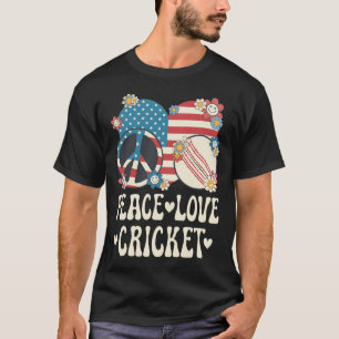T-shirt Amour de la paix Cricket Amateur Drapeau Américain