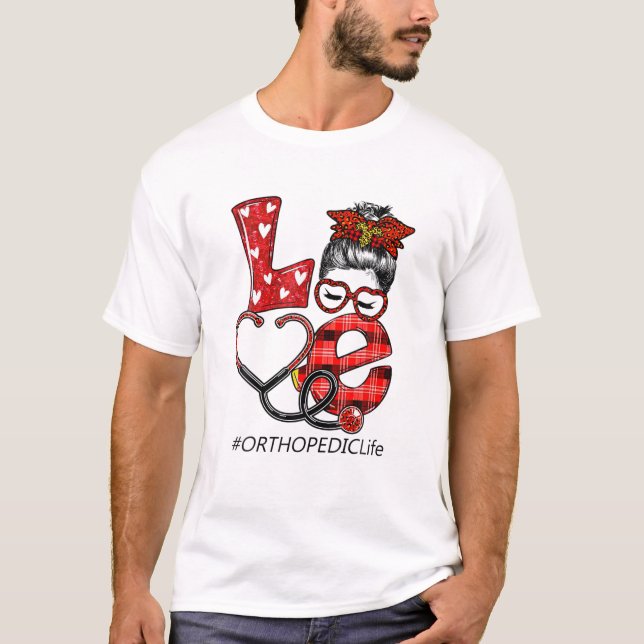 T-shirt Amour de léopard à carreaux infirmière (Devant)