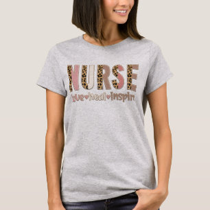 T-shirt Amour de léopard infirmière guérir inspirer