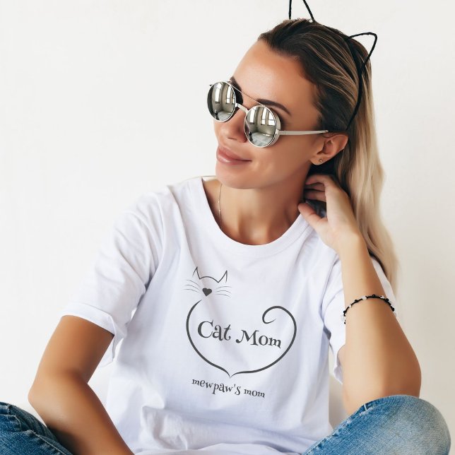 T-shirt Amour de Maman Chat Forme et Gris Écriture Simple (Créateur téléchargé)