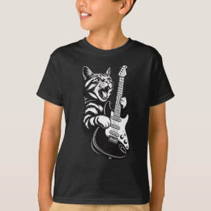T-shirt Amour de musique cool Chat rock jouant de la gui