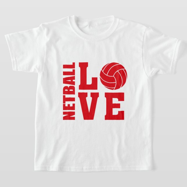 T-shirt Amour de Netball Rouge, Netball (Poser)