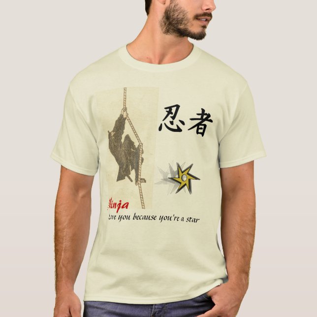 T-shirt Amour de Ninja vous parce que vous êtes une étoile (Devant)