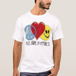 T-shirt Amour de paix et pièce en t adaptée par bonheur