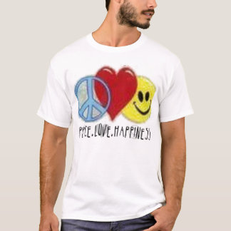 T-shirt Amour de paix et pièce en t adaptée par bonheur