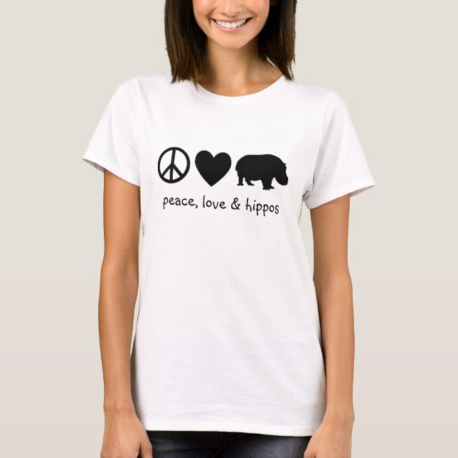 T-shirt Amour de Paix Noir & Hippopotames (Devant)