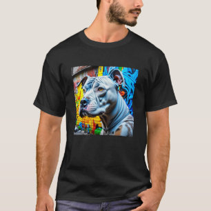 T-shirt Amour de Pitbull Blanc Art de Rue Graffiti Urbain