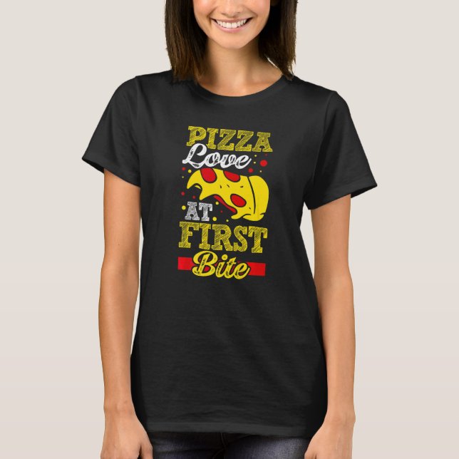 T-shirt Amour de pizza dès la première bouchée (Devant)
