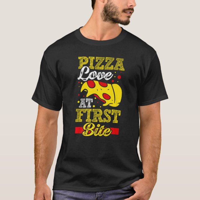 T-shirt Amour de pizza dès la première bouchée (Devant)