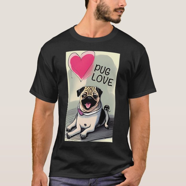T-shirt Amour de Pug (Devant)