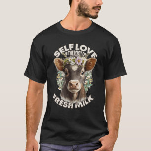T-shirt Amour de soi Vache Humour Couronne de fleurs Anima