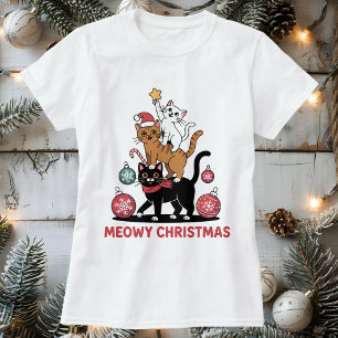 T-shirt Amour des chats empilés de Noël Meowy