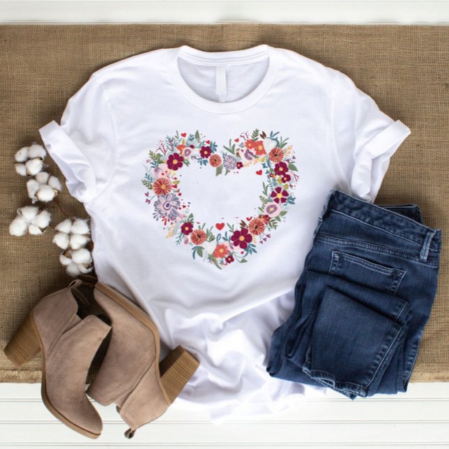 T-shirt Amour des Fleurs sauvages du coeur rétro (Retro Heart Wildflowers Lover)
