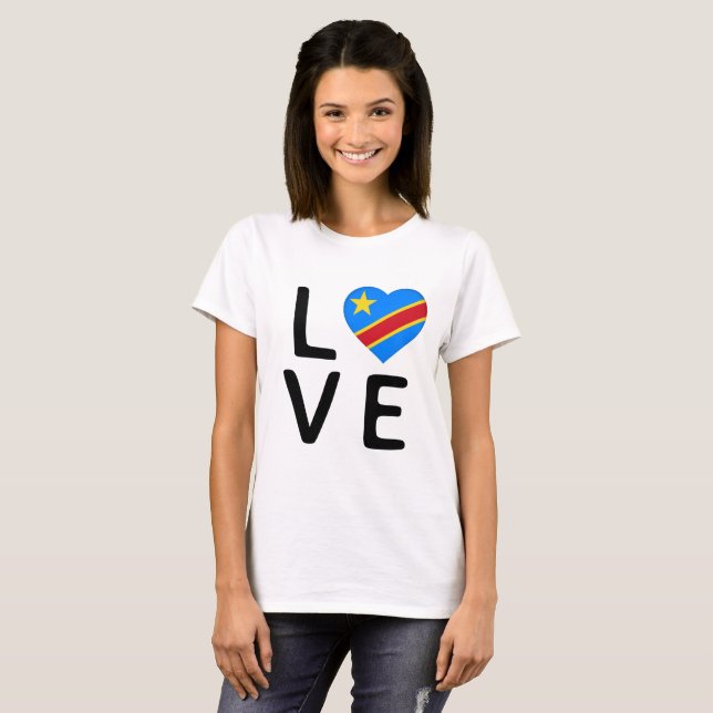 T-shirt Amour - Drapeau Congo République Démocratique (Devant entier)