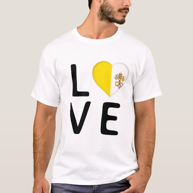 T-shirt Amour - Drapeau de la ville du Vatican (Devant)