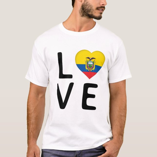 T-shirt Amour - Drapeau de l'Équateur (Devant)