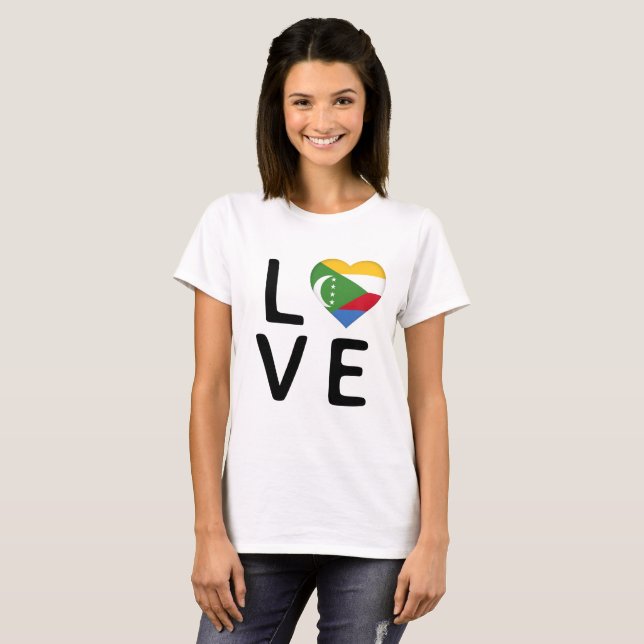 T-shirt Amour - Drapeau des Comores (Devant entier)