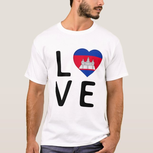 T-shirt Amour - Drapeau du Cambodge (Devant)