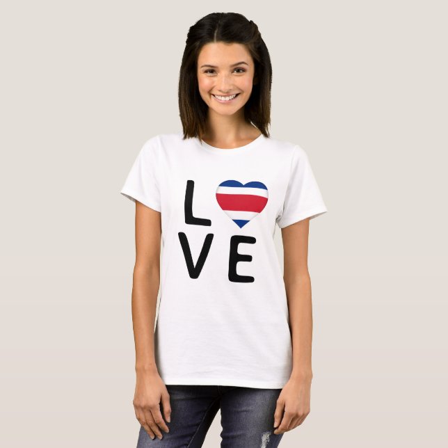 T-shirt Amour - Drapeau du Costa Rica (Devant entier)