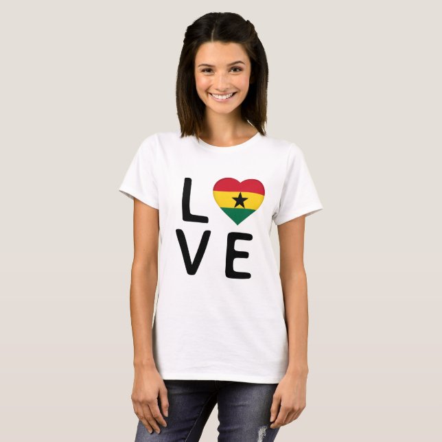 T-shirt Amour - Drapeau du Ghana (Devant entier)
