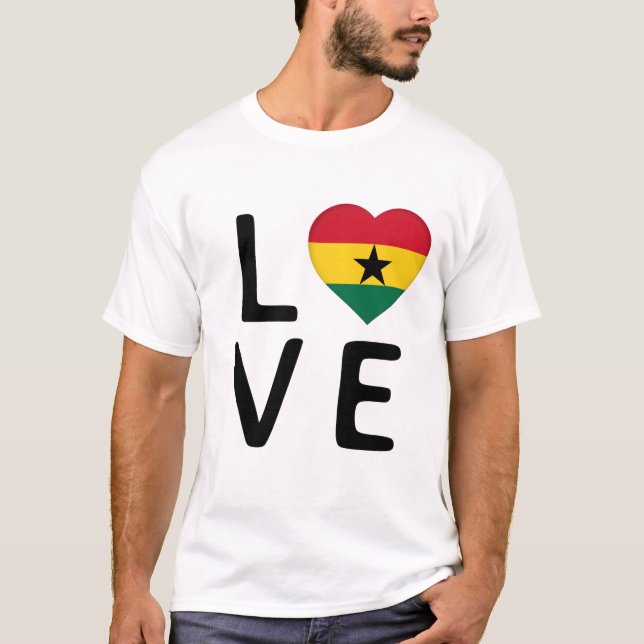 T-shirt Amour - Drapeau du Ghana (Devant)