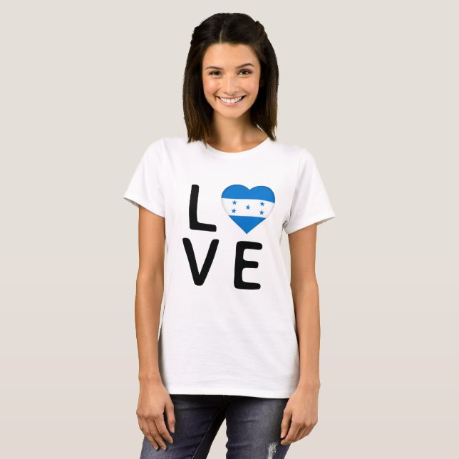 T-shirt Amour - Drapeau du Honduras (Devant entier)