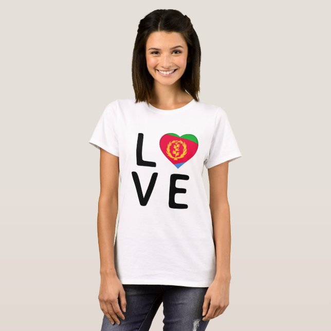 T-shirt Amour - Drapeau Erythrée (Devant entier)