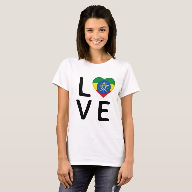 T-shirt Amour - Drapeau Éthiopie (Devant entier)