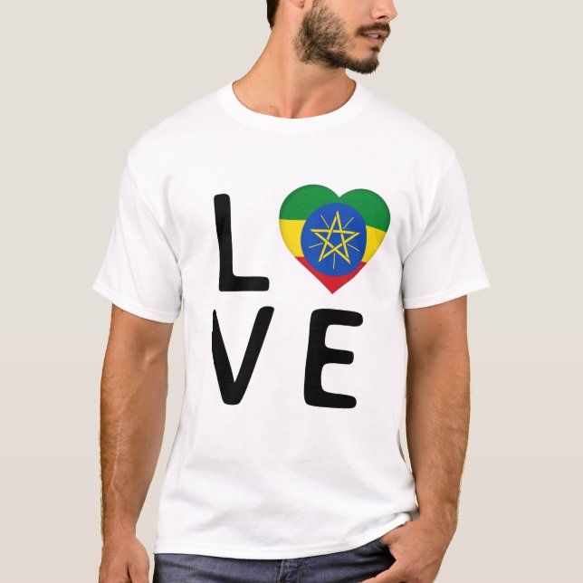 T-shirt Amour - Drapeau Éthiopie (Devant)