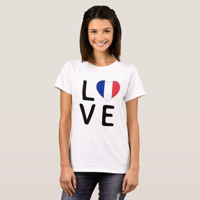 T-shirt Amour - Drapeau France (Devant entier)